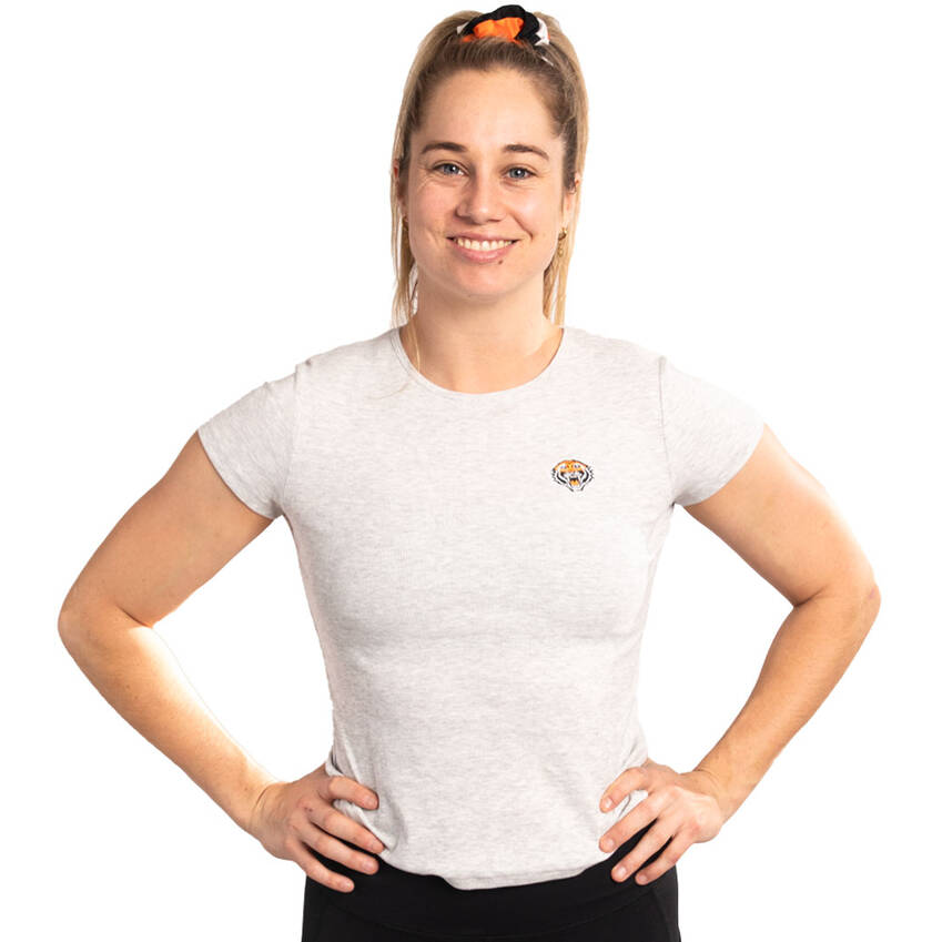 Wests Tigers Womens Grey Ribbed Crew Tee0