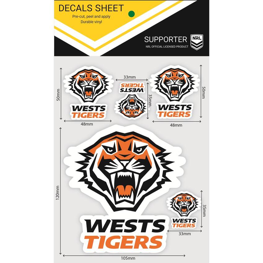 Wests Tigers Decals Sheet0